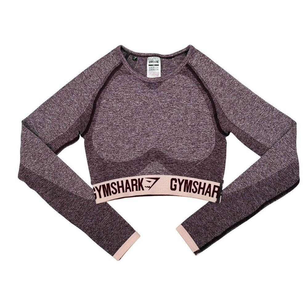 Gymshark Flex Long Sleeve Crop Top Size XS Pink Seamless Gym Workout Run‎ Active